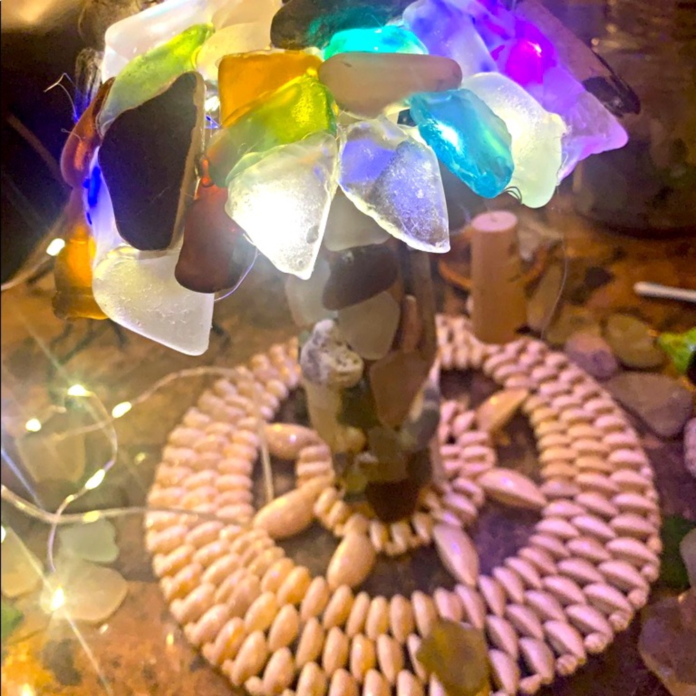 Beach glass lamp